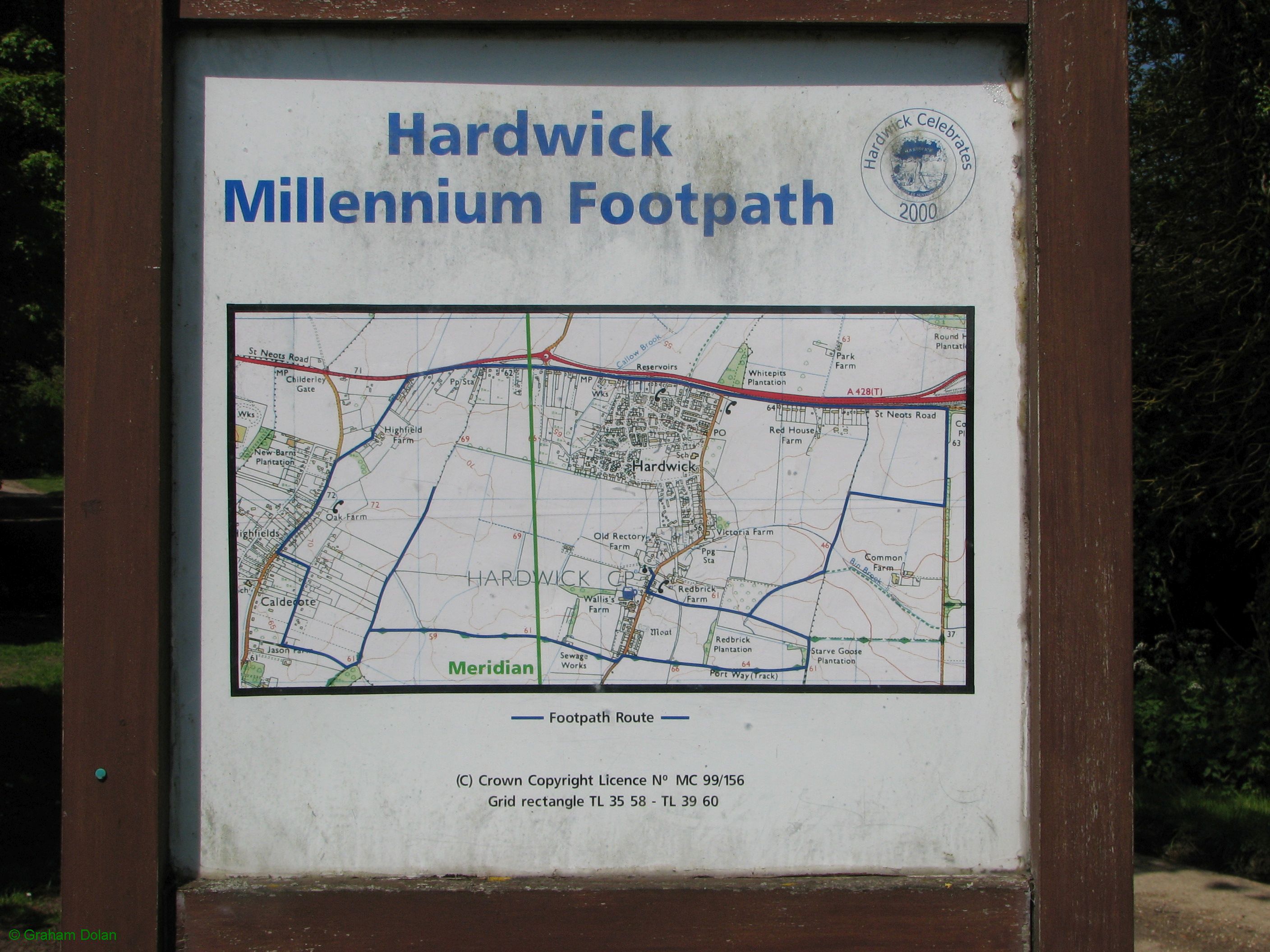 Greenwich Meridian Marker; England; Cambridgeshire; Hardwick